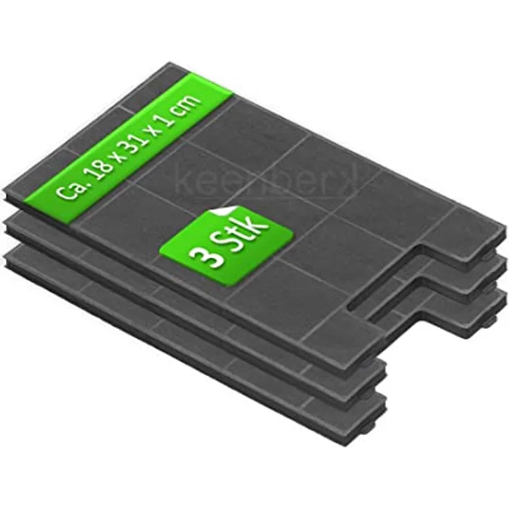 Super Sparset 3 Stk. Aktivfilter für Amica KF 17149 Dunstabzugshaubenzubehör Kohlefilter für KH 17178, 17179 E, schwarz