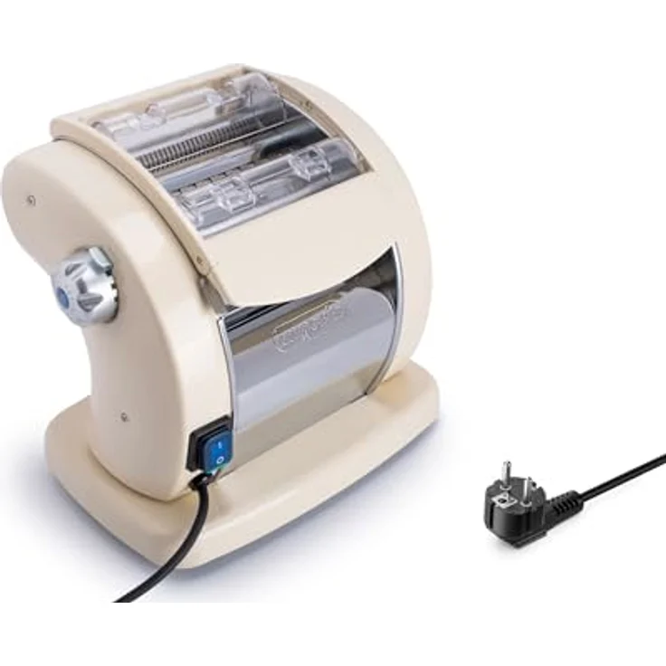 Imperia Pastapresto Elektrische Nudelmaschine, 100% Made in Italy, mit 220V-Elektromotor, für Lasagne, Tagliolini, Fettuccine, Silber – Bild 1