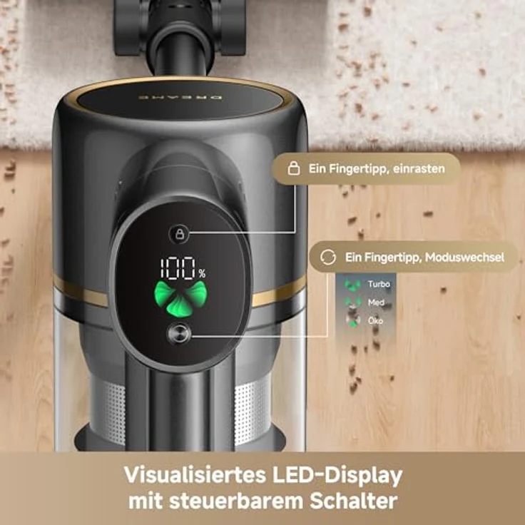 Dreame R20SE-A Akku Handstaubsauger, 20KPa Saugkraft, 0 Tangle Bürste, 5-schichtiger Filter, Schwarz, mit LED und App, 90 Minuten Akkulaufzeit – Bild 4