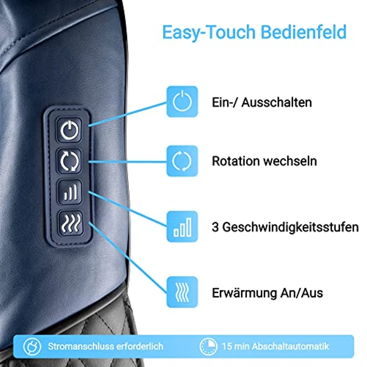 Fitleap Massagegerät, Nacken-Rücken-Schulter-Massagegerät, Shiatsu Massagegerät mit Infrarot-Wärme, schwarz – Bild 5