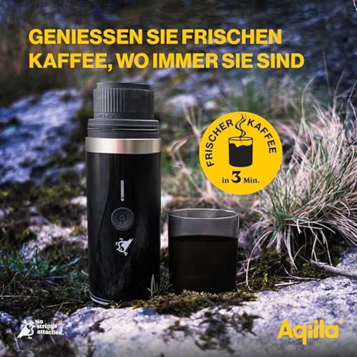Aqiila Coffeebird Tragbare Espressomaschine to go, 20 bar Druck, selbstheizend, kompatibel mit Nespresso-Kapseln & gemahlenem Kaffee, inkl. Reise-Etui – Bild 2