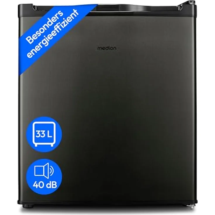 MEDION Mini Gefrierschrank (33 Liter Nutzinhalt, 51cm hoch, höhenverstellbare Füße, Griffmulde, manuelle Temperatureinstellung, Stern-Einstufung 4 Sterne, MD37675) grau – Bild 1