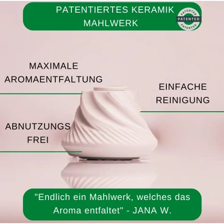 Thiru Profi Salz und Pfeffermühle Set - patentiertes Keramikmahlwerk - inkl. Untersetzer & Reinigungspinsel - Eiche Massivholz klein – Bild 2