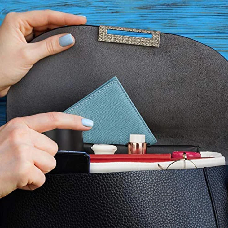 relaxdays Handtasche Taschenorganizer Filz weiß, Größe S, mit 4 Außentaschen und 3 Innentaschen für Ordnung in der Handtasche – Bild 3