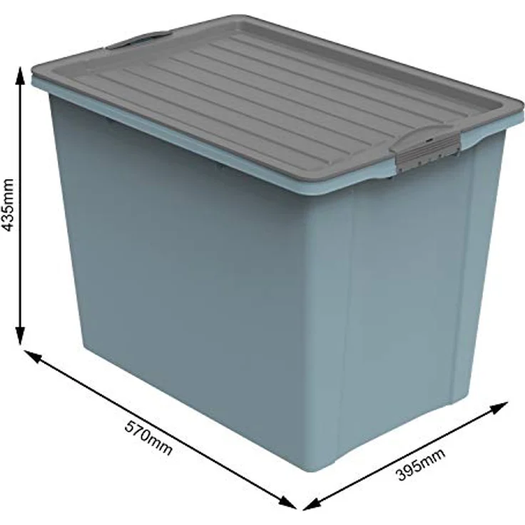 Rotho Compact Aufbewahrungsbox mit Deckel und Rollen, Kunststoff (PP recycelt) BPA-frei, blau/anthrazit, 70Liter – Bild 4