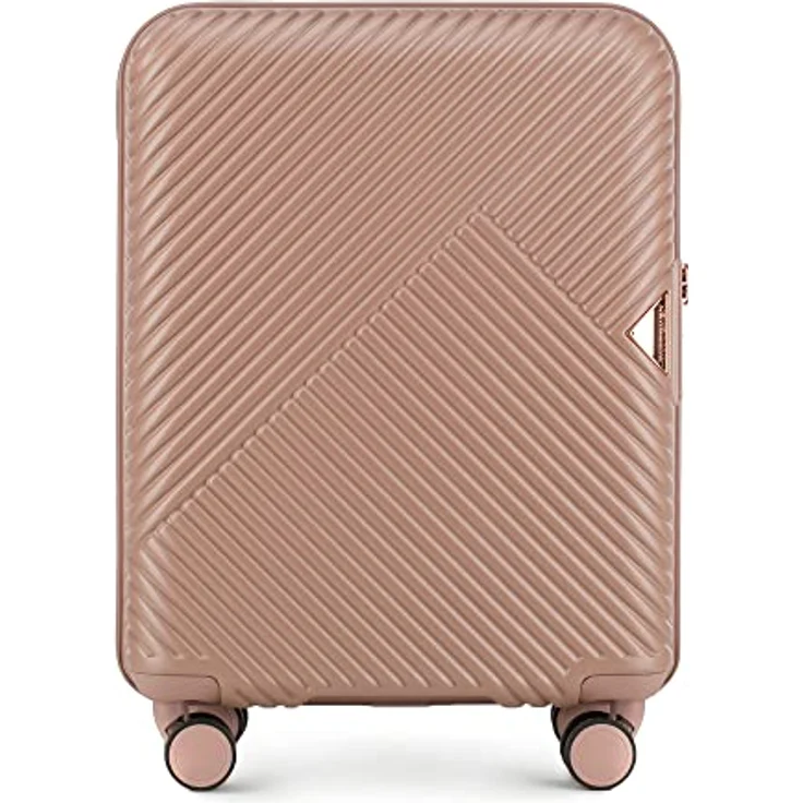 WITTCHEN Reisekoffer Trolley Kleiner Koffer Handgepäck Polycarbonate Hartschalen Trolley 4 Rollen Kombinationsschloss TSA Größe S Rosa – Bild 1