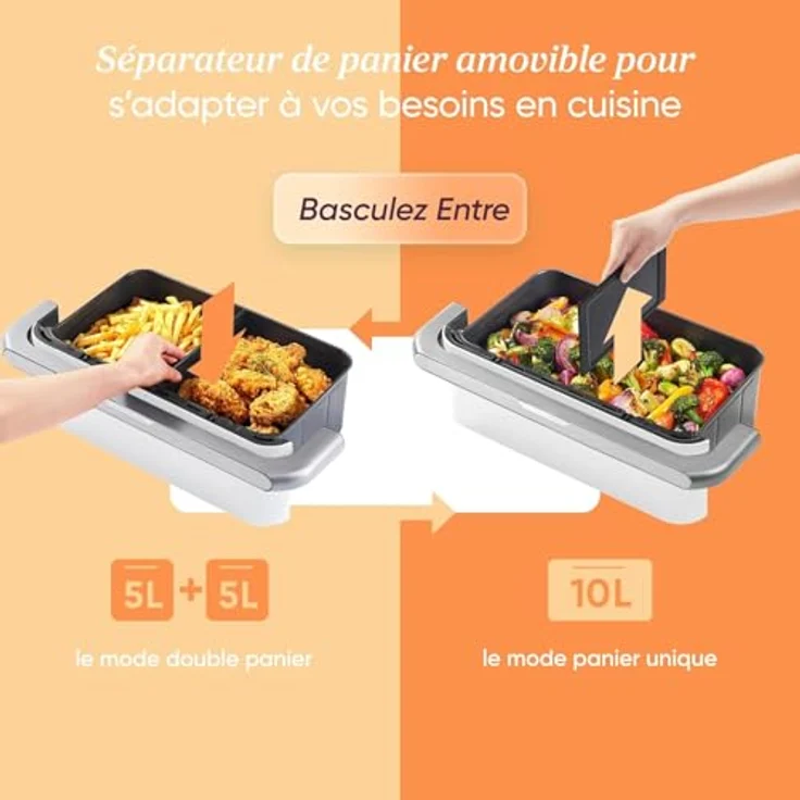 Cosori Airfryer Dual Blaze Twinfry, Heißluftfritteuse mit flexiblen Kammern, 10L, WLAN-fähig – Bild 3