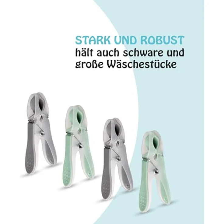 ProHome Wäscheklammern Kunststoffklammerset, farbechte Textilklammern aus robustem Kunststoff, 20 Stück in Grün und Grau oder Grau und Rosa – Bild 6
