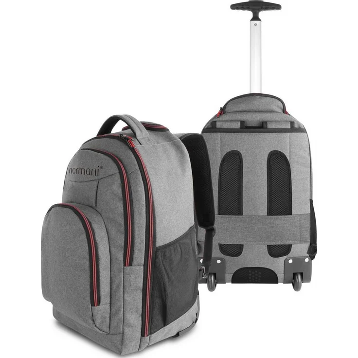 normani Daypack Rucksack mit Trolleyfunktion 30 Liter Yori, Trolley-Rucksack mit Rollen, mit Laptopfach, schwarz