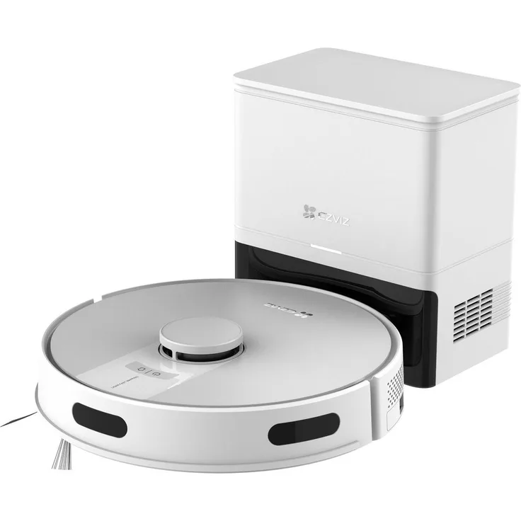 EZVIZ RE4C Plus, Staubsauger Roboter mit 4000Pa Saugleistung, automatischer Entleerung und integrierter Wischfunktion, Weiss
