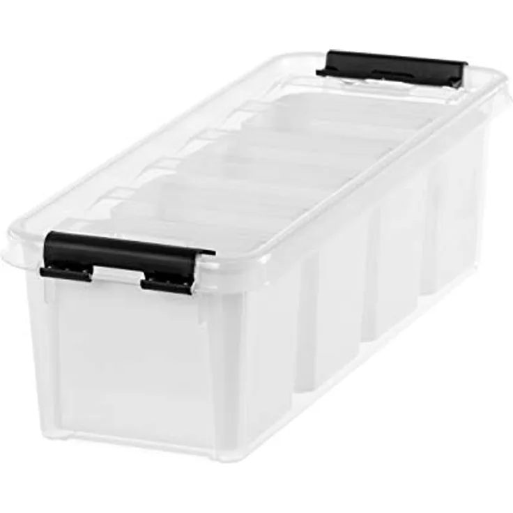 Orthex 3458010 Smart Store Classic 4, Clipbox mit 4 Einsätzen, transparent, 3,5 Liter, 38 x 14 x 11 cm, lebensmittelecht, temperaturbeständig von -40°C bis +120°C