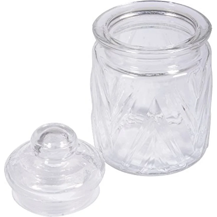 Rayher Glas Gefäß mit Glasdeckel Chevron, 8 cm Ø, 12,5 cm, 280 ml, bleifrei und lebensmittelecht – Bild 2