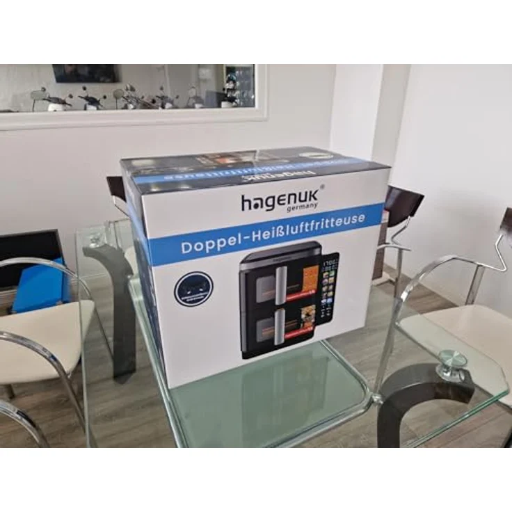 Hagenuk DUAL ZONE Heißluftfritteuse, 12 Liter, 2800 W, Digitales Farbdisplay, 10 Programme, Sichtfenster, Synchronisierungsfunktion – Bild 11