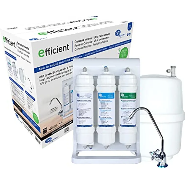 Efficient Haushalts-Umkehr-Osmose-Ausrüstung, 4 Stufen, einfache Installation und Wechsel der Filter, Platzierung unter der Arbeitsplatte, inkl. Filter, Membran, Postfilter, Bbagua.