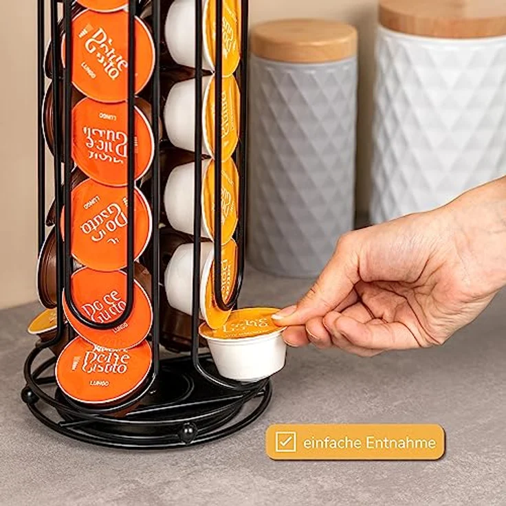 eluno Kapselständer Dolce Gusto, Kapselspender, bis zu 32 Kapseln, 360° drehbar, Kapselhalter schwarz – Bild 3