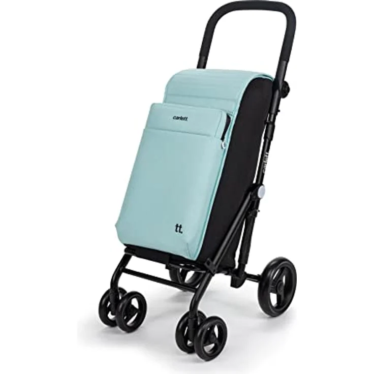 Carlett - Einkaufstrolley, Faltbarer Supermarkt-Trolley, mit 4 regenfesten Rädern und einem großen Fassungsvermögen von 25kg, 50L Haupttasche, 10L Thermotasche und Hecktasche - Farbe: Grün – Bild 1