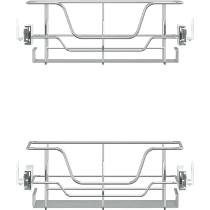 vidaXL Geschirrständer Küchen-Drahtkörbe 2 Stk Ausziehbar Silbern 45 cm, Robustes poliertes verchromtes Stahlmaterial, Vollständig ausziehbar, Viel Stauraum – Bild 7