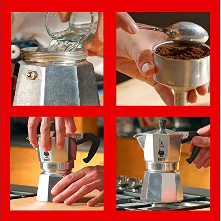 Bialetti Moka Express Espressokocher, Aluminium, Alu, 3 Tassen – Bild 4
