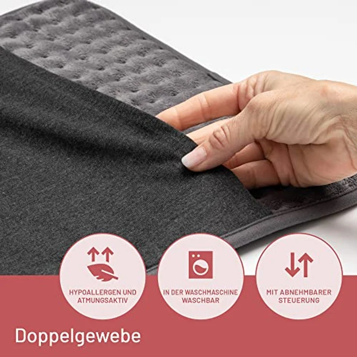 Imetec Intellisense Comfort, Mehrzweck-Heizkissen, für den ganzen Körper geeignet, schnelles Erhitzen, hypoallergener Stoff, 5 Temperaturen, Electro-Block-Sicherheitssystem, waschbar, 40 x 35 cm – Bild 4