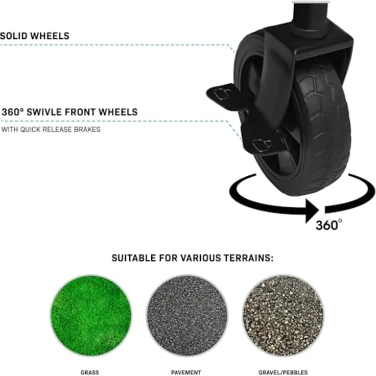 VONROC Faltbarer Bollerwagen für Garten und Strand, 60 kg Tragkraft, 50 l Fassungsvermögen, pannensichere Räder, schwarz – Bild 4
