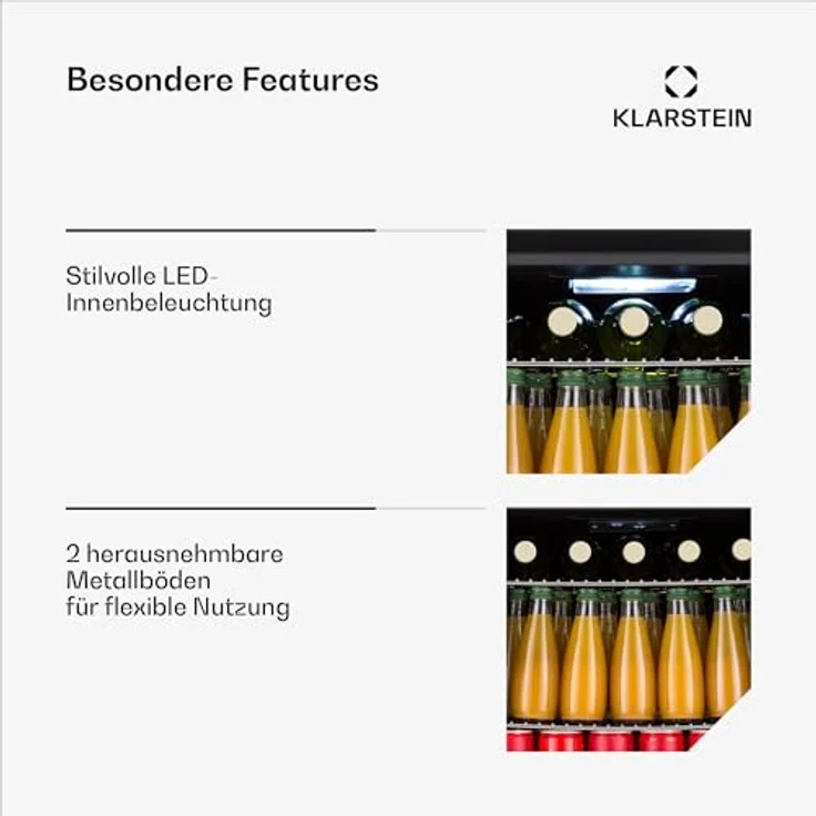 Klarstein Coachella 50 Onyx, Getränkekühlschrank mit 47 L, Wifi, 51 cm hoch, 47.5 cm breit, LED-Beleuchtung – Bild 5