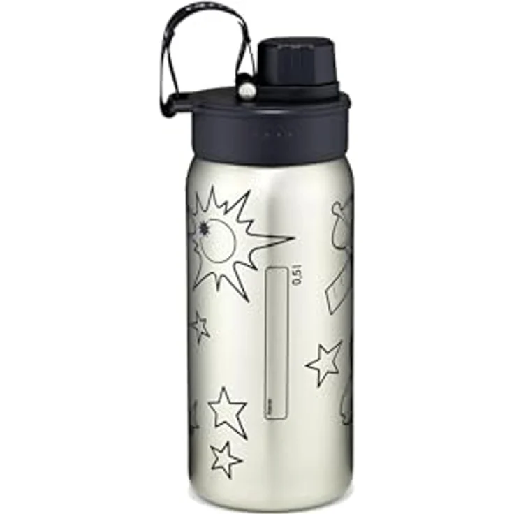 ergobag Edelstahl Trinkflasche, 0,5 Liter, geschmacks- und geruchsneutral, einfach zu reinigen – Bild 2