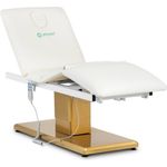 Physa Massageliege Elektrische Kosmetikliege 150 kg Weiß/Golden Behandlungsliege mit höhenverstellbarer Rückenlehne und Motorhubmechanismus