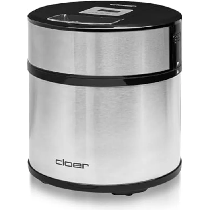Cloer 9959 Eismaschine, 1,5 l, LED-Display, inkl. Eisportionierer, Metallgehäuse, für Eiscreme, Frozen Joghurt und Sorbet