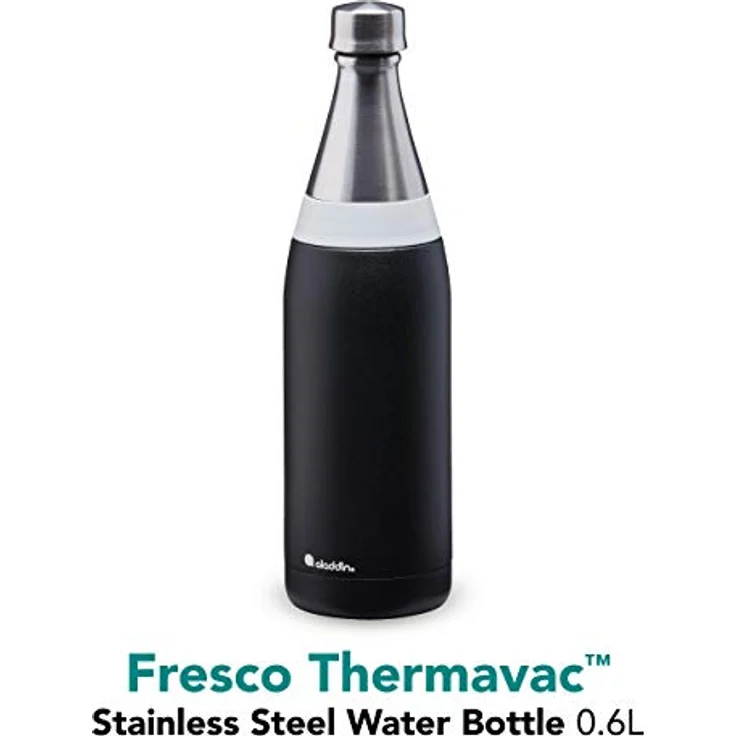 Aladdin Fresco Thermavac Trinkflasche Edelstahl 0.6L Lava Black – Thermosflasche Auslaufsicher - Hält 10+ Stunden Kalt - Wasserflasche BPA-Frei - Thermoskanne Spülmaschinenfest – Bild 2