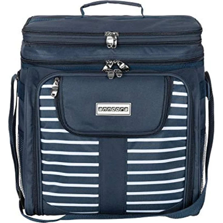 Anndora Picknicktasche Kühltasche inkl. Zubehör 4 Personen 29 Teile, navy, blau weiß – Bild 3