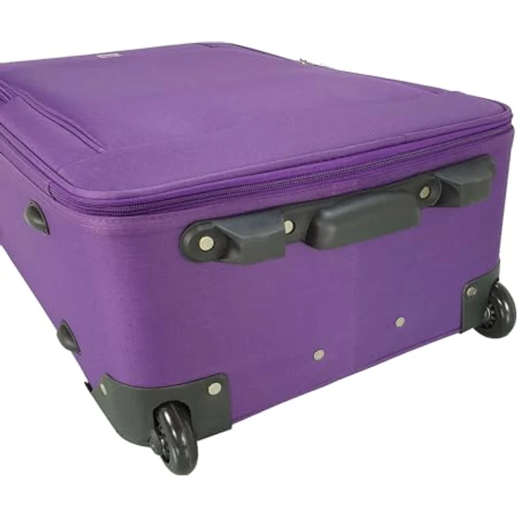 SIGN Stoffkoffer Trolley Reisekoffer Inline Rollen (Lila, 4er Set) - Leichtes Weichgepäck mit Teleskopstangen und stapelbarem Design – Bild 5