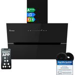 KKT KOLBE ECCO6005SM Dunstabzugshaube 60 cm, 782 cbm/h Umluft Abluft, kopffrei, Wandhaube, Schwarz Glas, Smart WiFi App, RGBW-LED-Beleuchtung