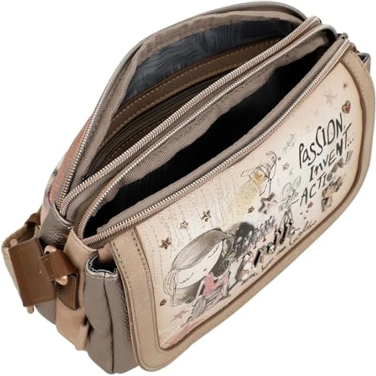 Anekke Hollywood Umhängetasche, Damen Handtasche aus Kunstleder mit 2 Hauptfächern, 25 cm, Mehrfarbig – Bild 7