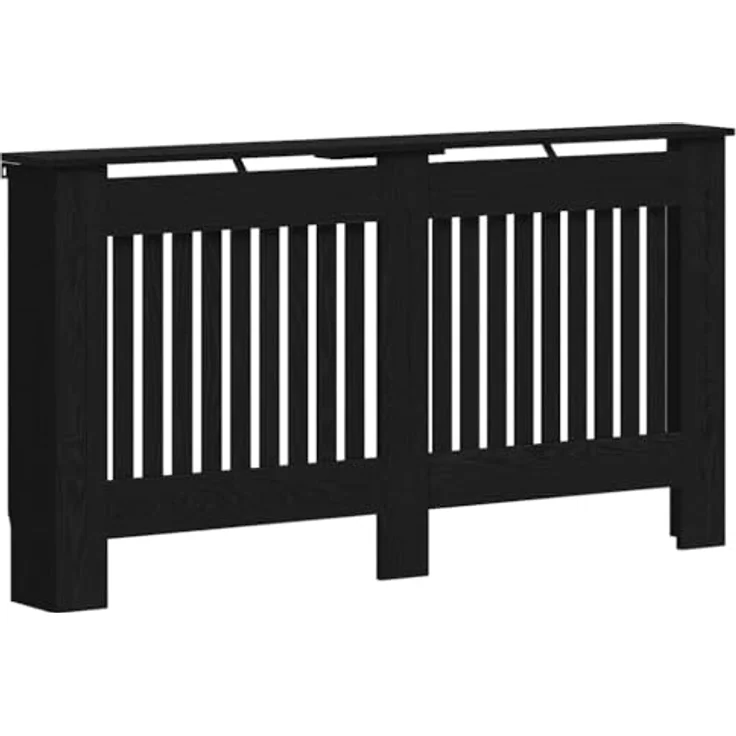 vidaXL Heizkörperabdeckung Schwarz Eichen-Optik, rechteckig, 152 x 19 x 81,5 cm, dekorativer Wärmeschutz, kindersicher, Holzdeko – Bild 1