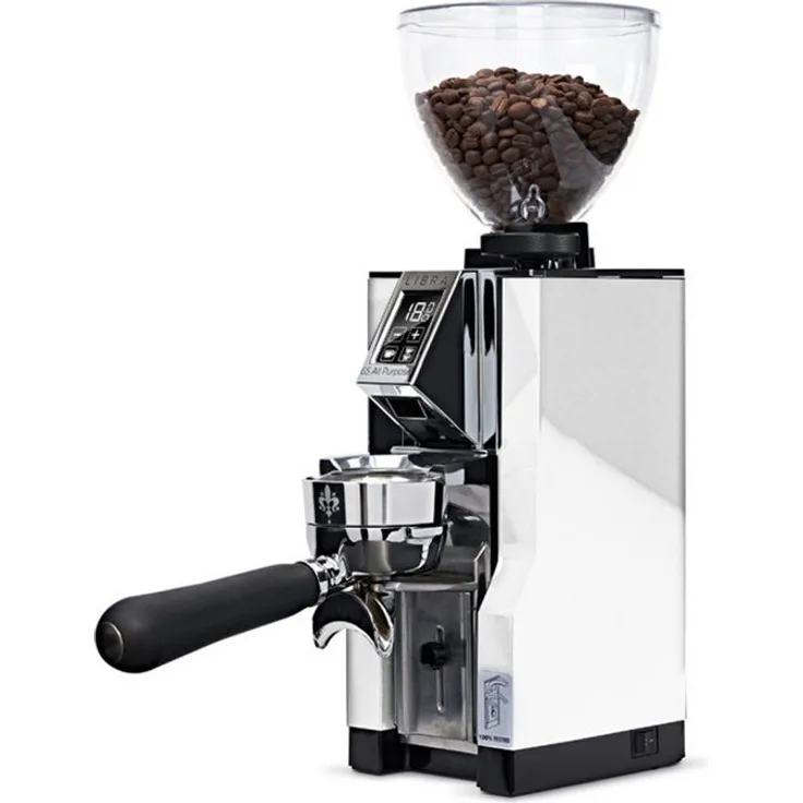 Eureka 1920 Mignon Libra 65 All Purpose, Elektrische Kaffeemühle mit Mahlgrad-zu-Gewicht-Technologie, 65-mm-Allzweckfräser, Silber