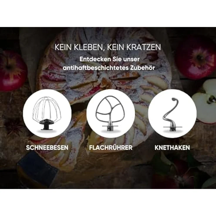 ERATEC Küchenmeister Deluxe Küchenmaschine in Schwarz - 1200W, 6-Gang, 5,5L Edelstahlschüssel, inkl. Zubehör für Teig & Mehr - Modern & Leistungsfähig – Bild 3