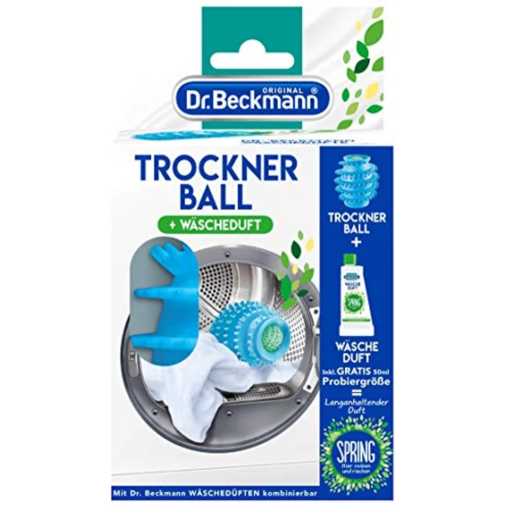 Dr. Beckmann Trockner Ball, mit Wäscheduft Probiergröße (1 Stück + 50 ml) – Bild 2