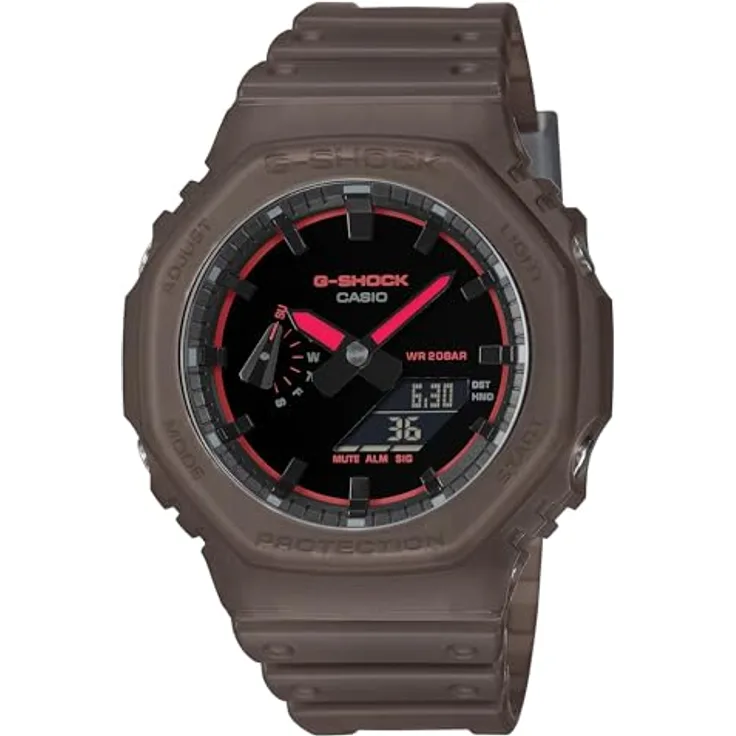 Casio G-Shock Unisex Analog Digital Quarz Armbanduhr, Braun mit Stoppuhr, Alarm, Weltzeit und wasserdicht bis 20 bar