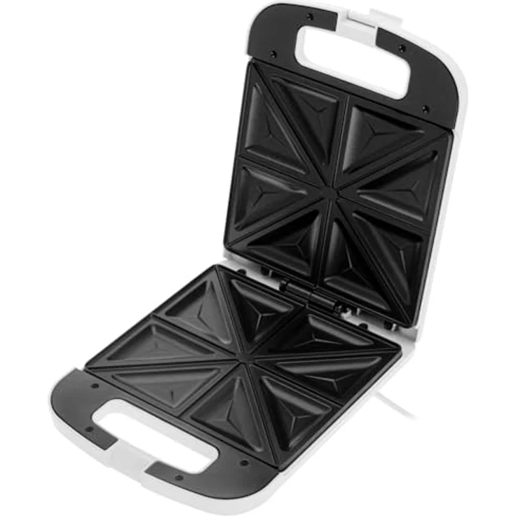 Adler AD 3055w Sandwichmaker, Sandwichtoaster für 4 Sandwiches mit Antihaftbeschichtung und Cool-Touch-Griff, weiß – Bild 3