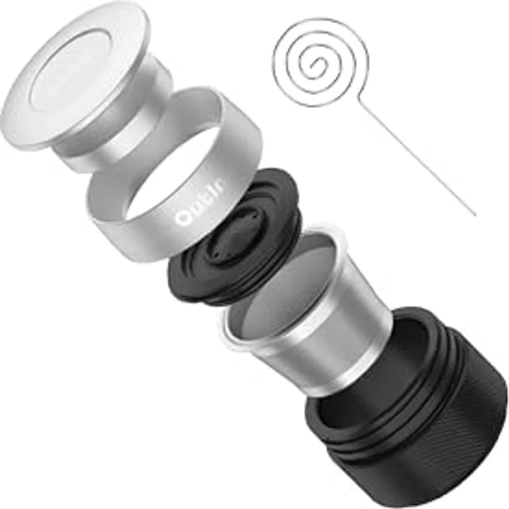 OutIn Nano Basket Plus, Doppel-Espresso-Adapter mit 16-18 g Kapazität, lebensmittelechter Edelstahl, Schwarz – Bild 1