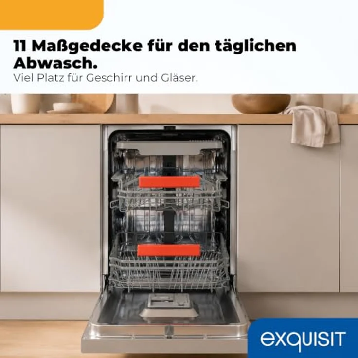 Exquisit GSP59311-450C Geschirrspüler, 11 Maßgedecke, Energieklasse C, 7 Spülprogramme, Aquastop, Besteckschublade, Unterbaufähig, Startzeitvorwahl, Silber – Bild 5