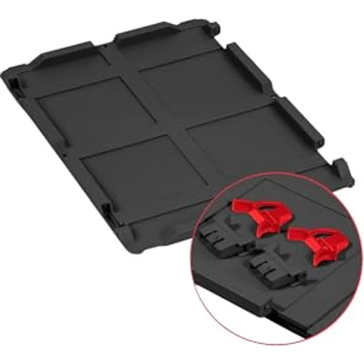 PROREGAL Eurobox NextGen Grip SuperSparSet 10x mit Scharnierdeckel, roten Schiebeschnappverschlüssen, 11L, Schwarz, HxBxT 12x30x40cm, robust und stapelbar, Transportbehälter – Bild 2