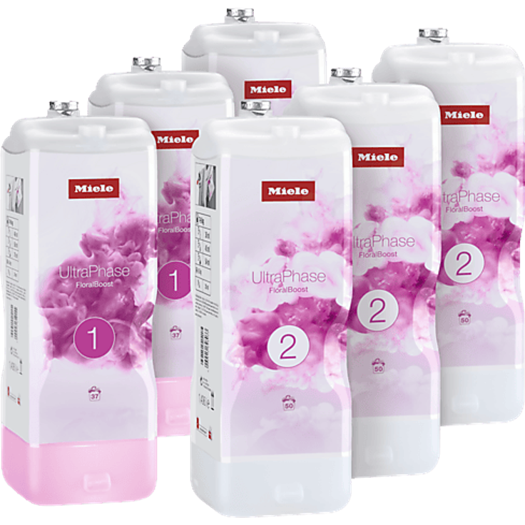 MIELE UltraPhase 6 FloralBoost Waschmittelset, 6x 1L für optimale Wäschepflege mit Blumen-Duft