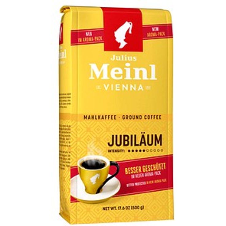 Julius Meinl Vienna Jubiläum Kaffee, gemahlen, Arabica- und Robustabohnen, 500 g, vollmundiges Aroma für Filtermaschinen
