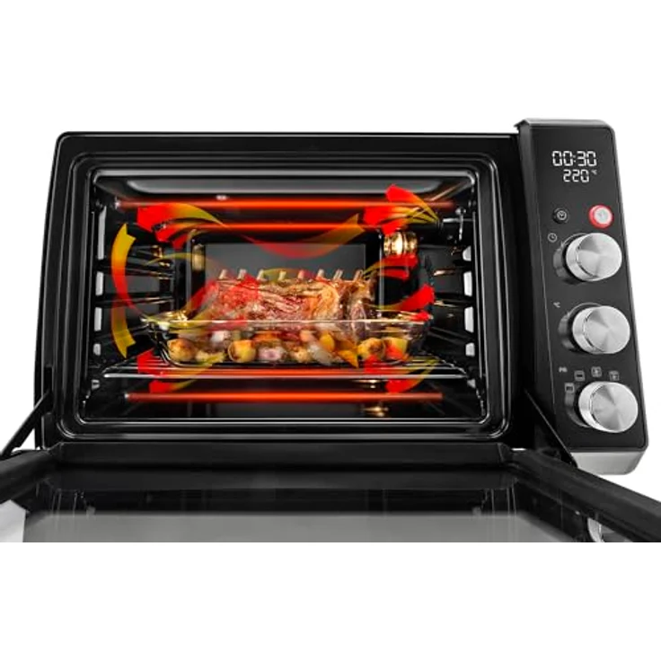 De'Longhi DO34326 Sfornatutto, Elektrobackofen Kleinbackofen 34L, Heißluftbeheizung, 2000 Watt, schwarz – Bild 8