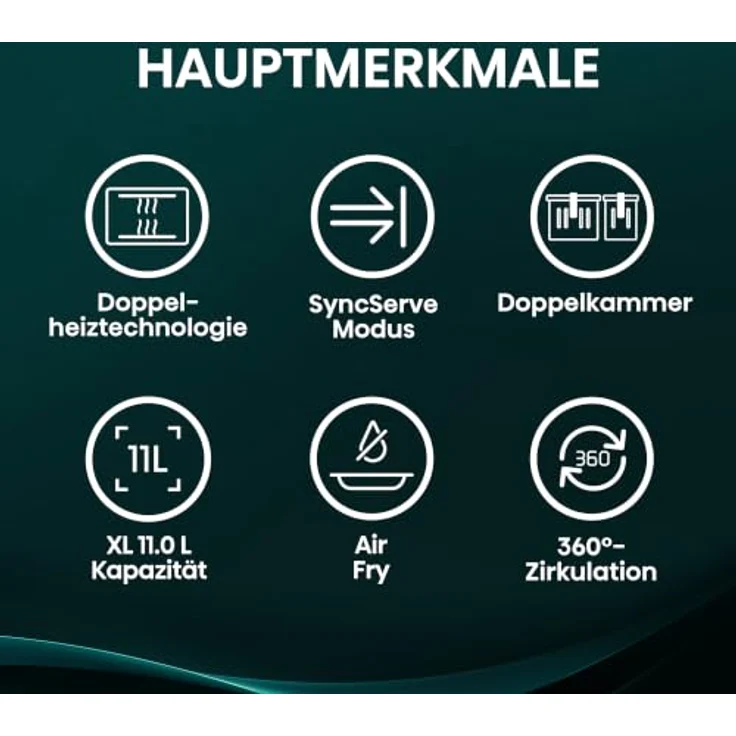 Hisense HAF2700DHA, Air Fryer Fritteuse mit 2700 W und 11 l, Schwarz – Bild 3
