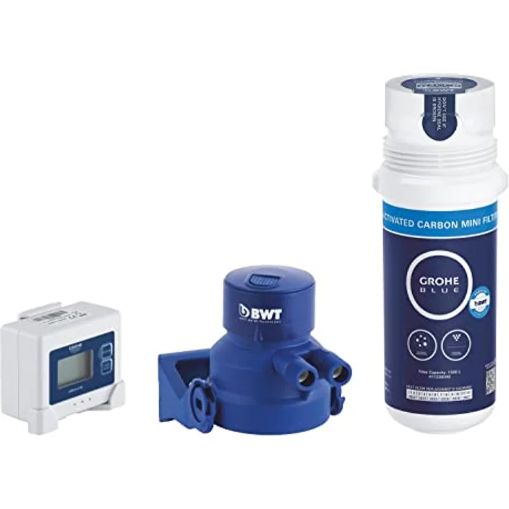 GROHE Blue - Aktivkohlefilter Starter Set (Kapazität 1500 l bei 9° dKH, reduziert geruchs- und geschmacksstörende Stoffe), 41136000