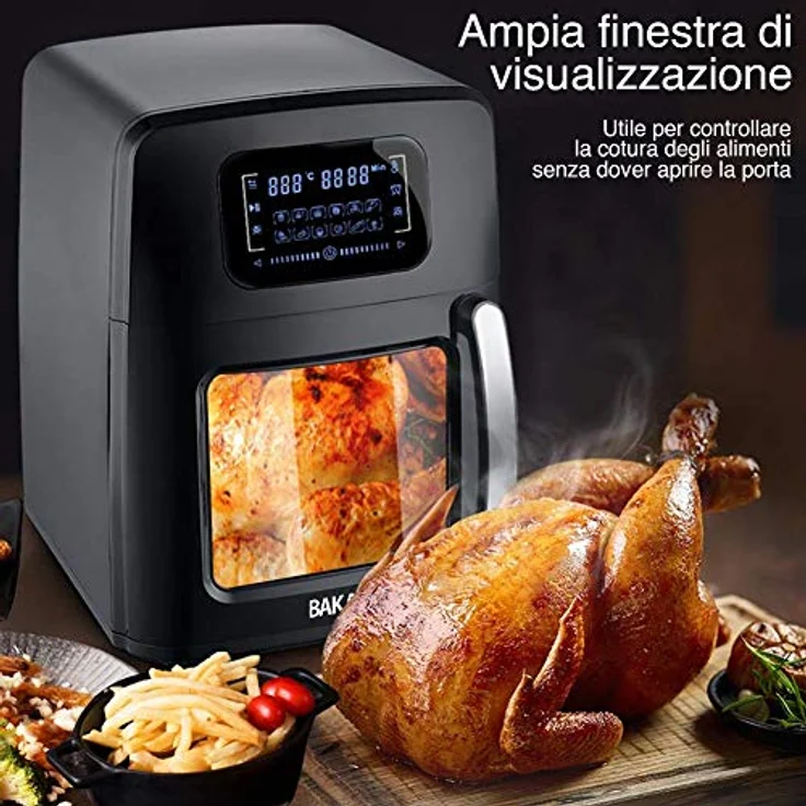 Bakaji 2832412 Heißluft-Fritteuse Airfryer, LED-Display, 12 Programme, Temperatureinstellung, Leistung 1800 W, 12 l – Bild 6
