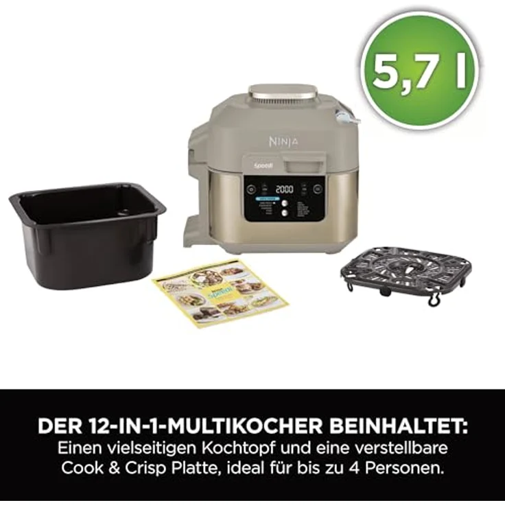 Ninja Speedi Multikocher ON500EUSTGD, 5,7L 12-in-1 Multicooker in Stone Gold, Heißluftfritteuse, Slow Cooker, Grill- und Backfunktion – Bild 2