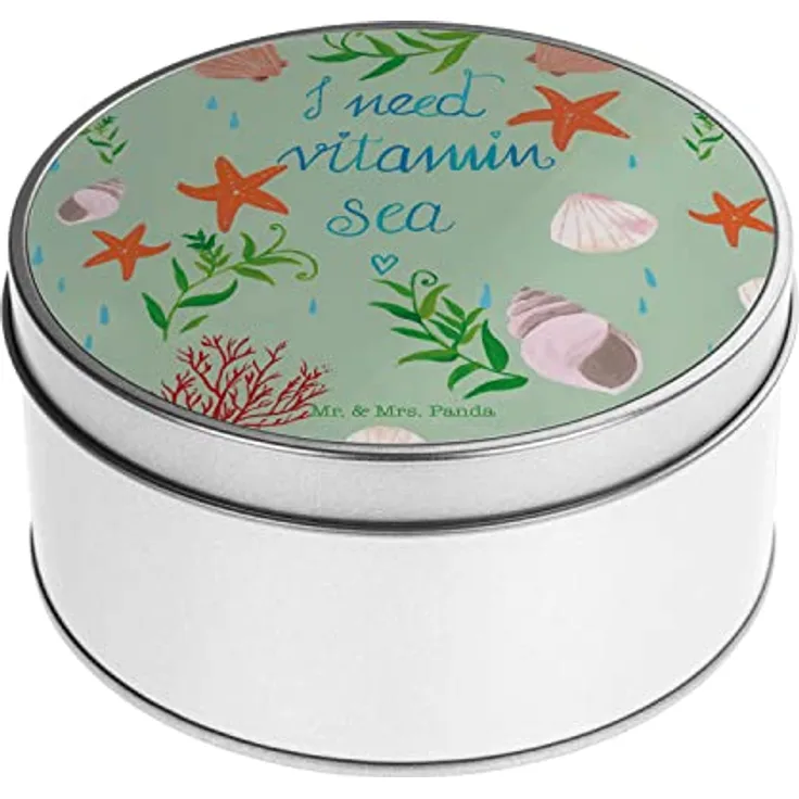 Mr. & Mrs. Panda Teedose Vitamin Sea, Runde Metalldose mit exklusivem Design zur Aufbewahrung von Keksen und Erinnerungsstücken, 150 mm